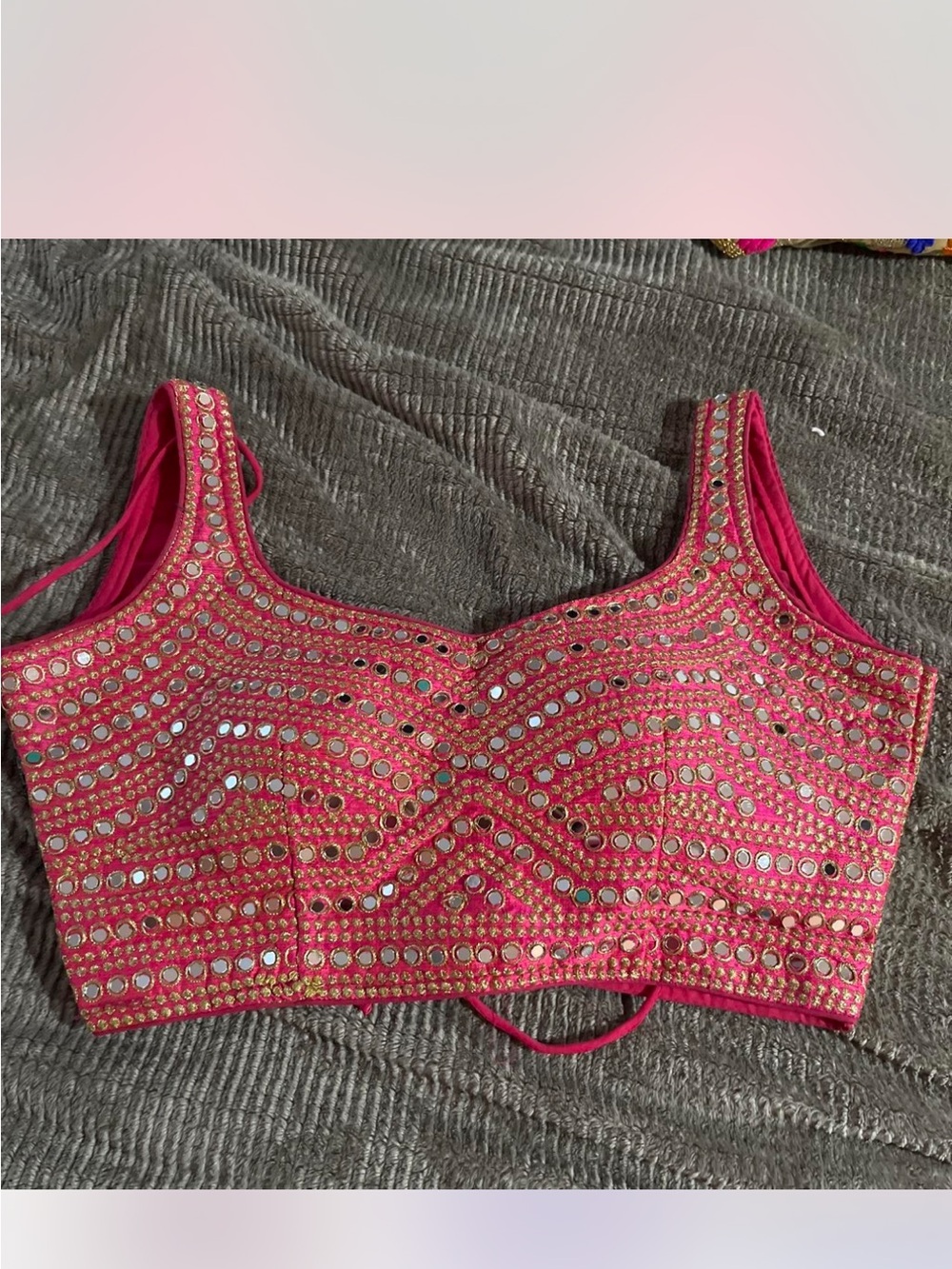 Pink Embellished Women's Crop Top choli blouse bust 38